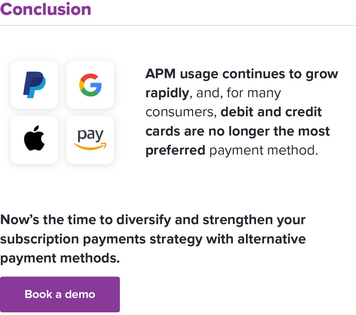 Alternative payment methods for subscriptions infographic conclusion