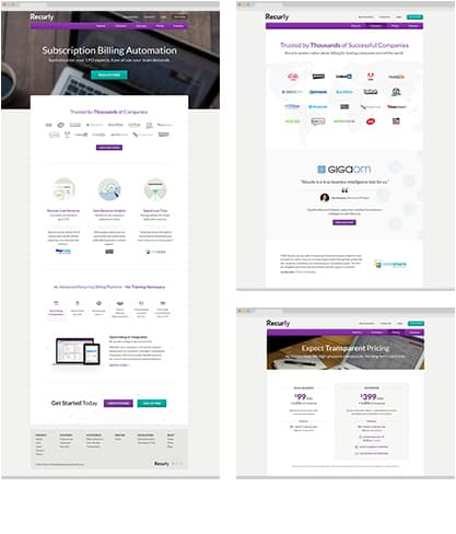 Website redesign screenshots