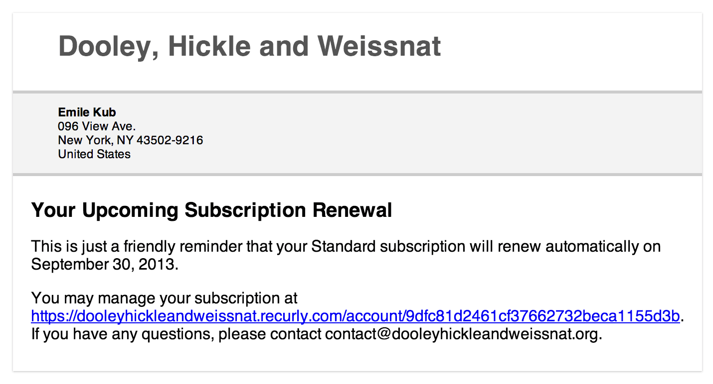 Email template