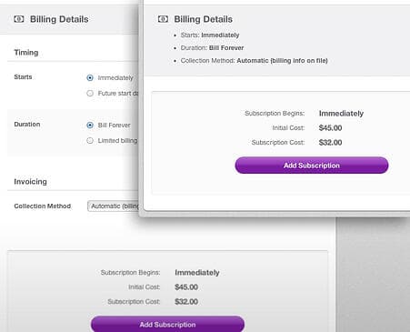 Billing Details screen
