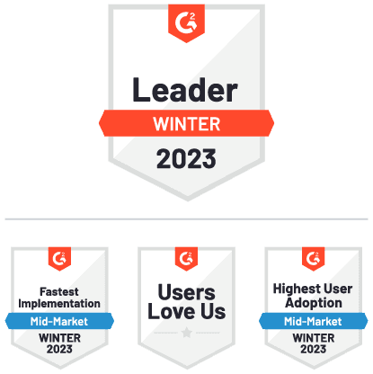 Recurly's G2 awards badges for winter 2023
