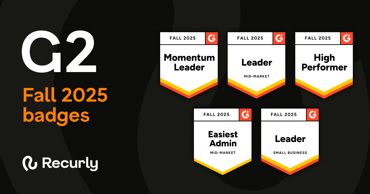 Recurly was recently awarded G2 leadership badges in the fall of 2025 across the US and EMEA regions. However, that’s not all. Check out our other awards here.