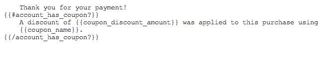 Thank you for payment message on code