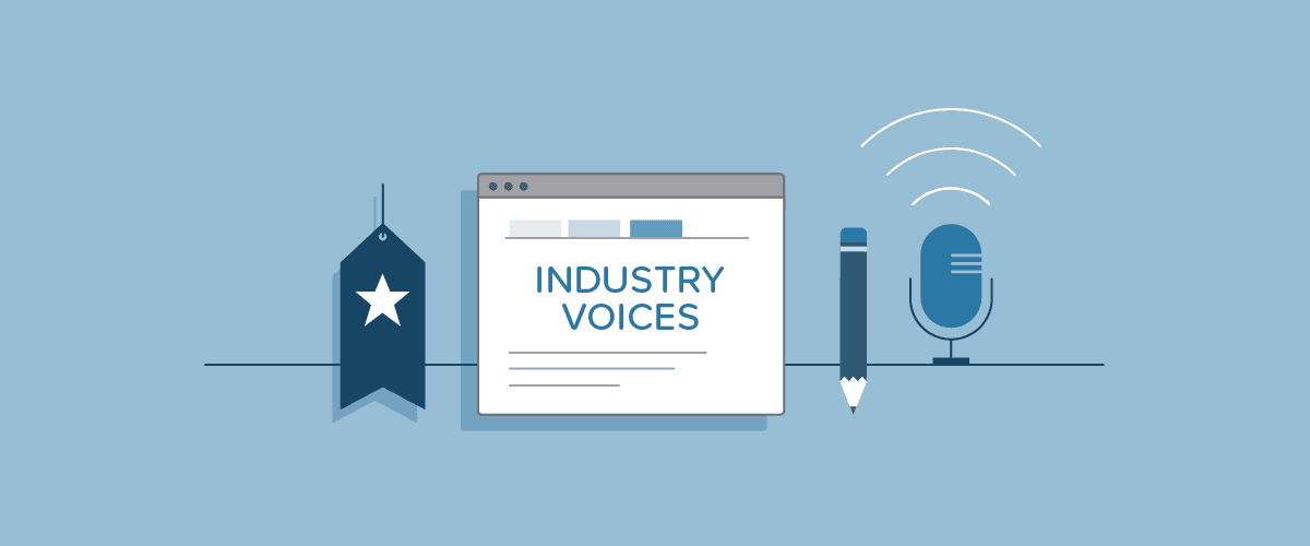 Industry voices banner showing a mic
