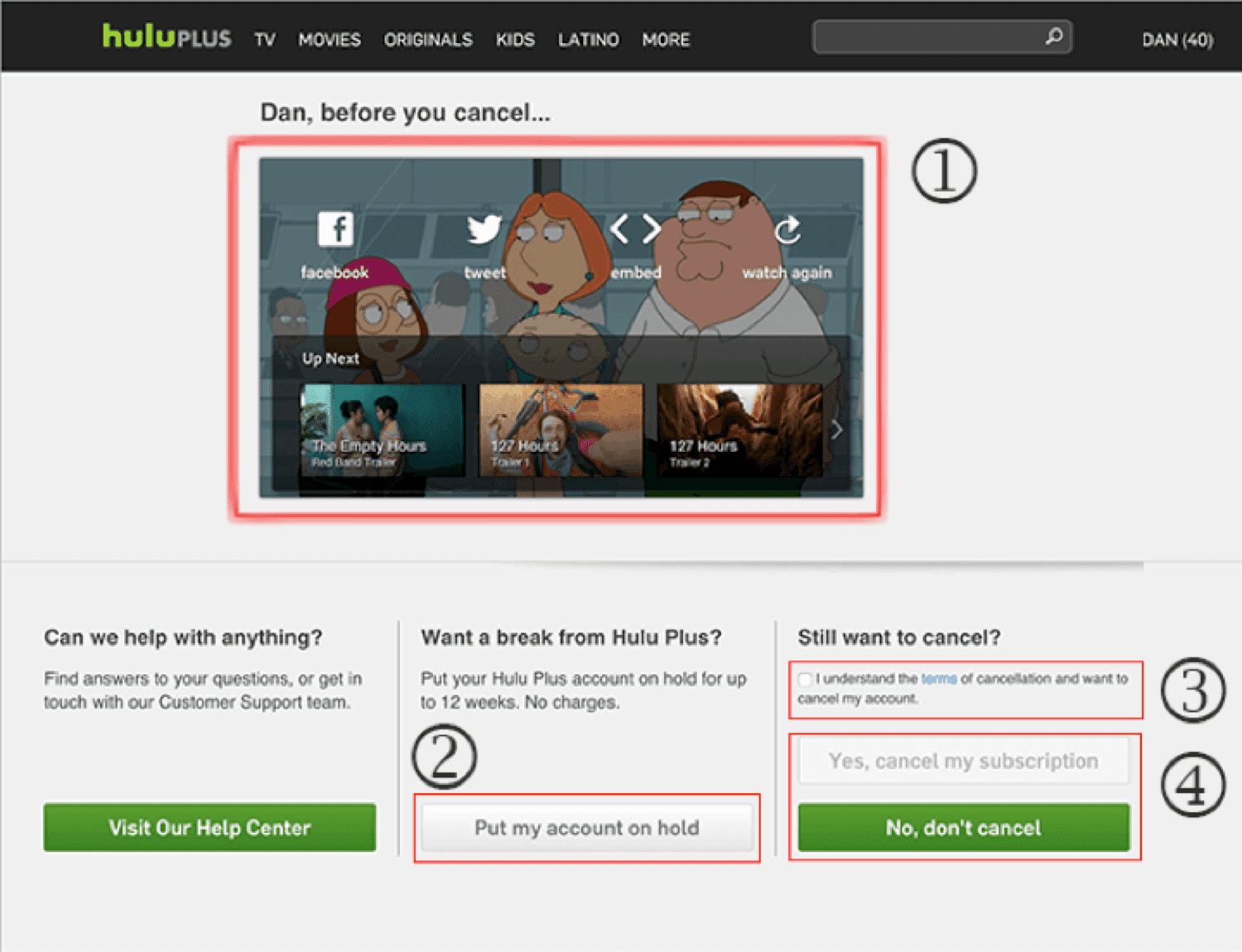 Before you cancel screen