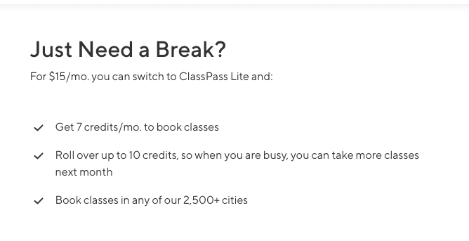 Subscription pause screen