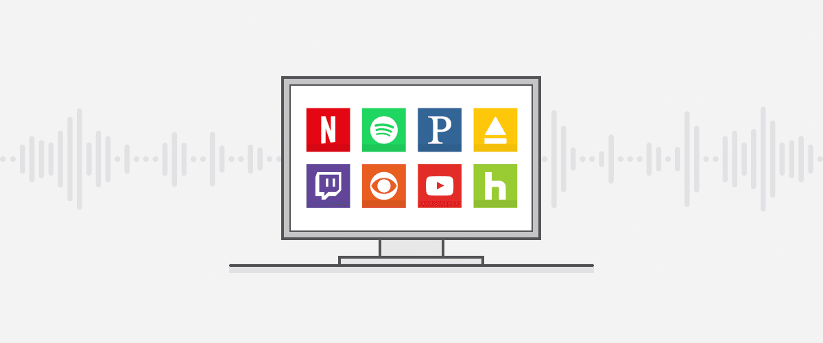 Multiple subscription companies logos on a screen