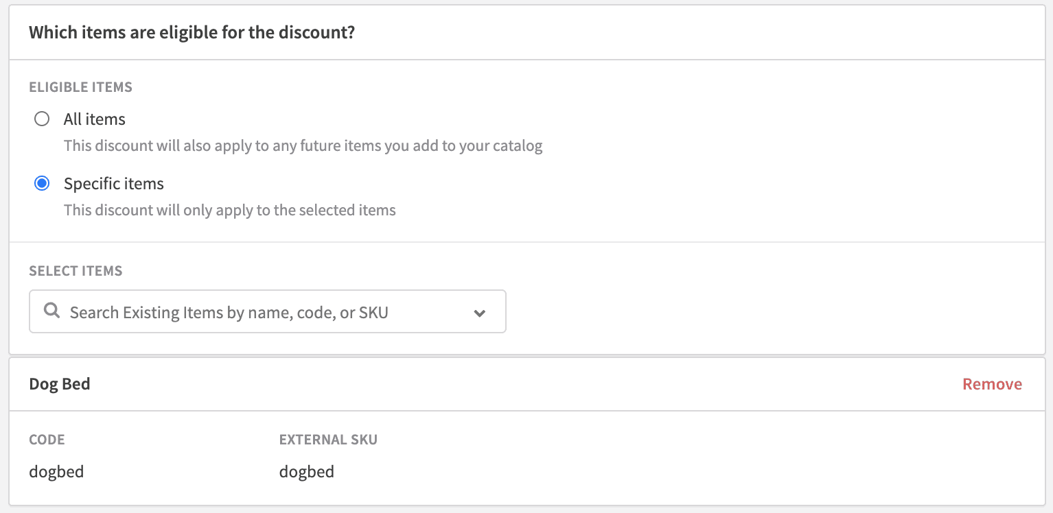 Discounts screen