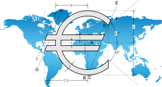 Euro symbol over a world map