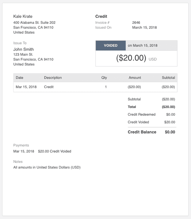 Invoice example