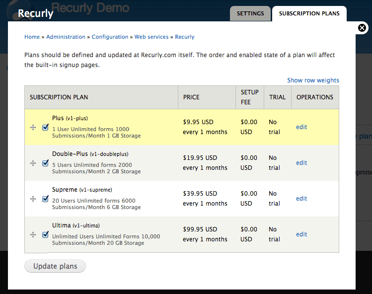 Drupal subscription plans
