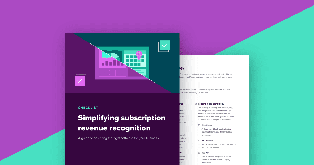 Image showing a checklist that helps subscription businesses evaluate revenue recognition software.