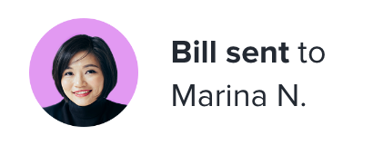 Bill sent to Marina N.